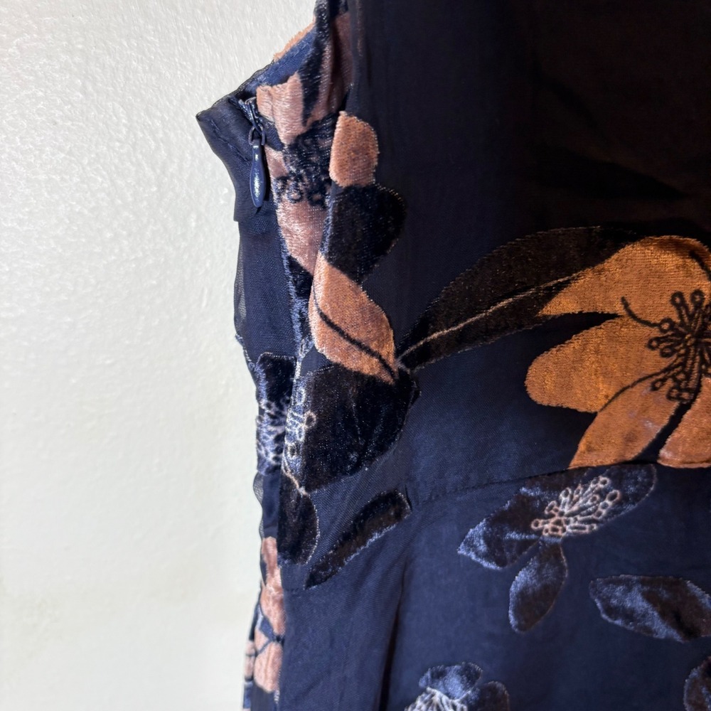 Lulus At The Afterparty Navy Blue Burnout Velvet Floral Mini Dress Size Small - Picture 9 of 10